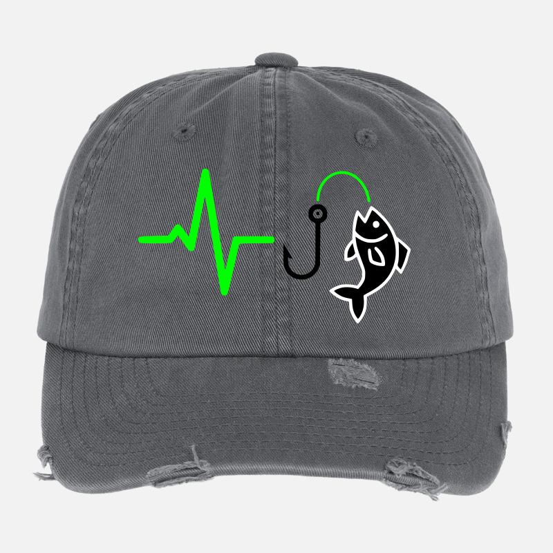 Silhouette du poisson à pouls pêcheur Casquette vintage effet usé Flexfit