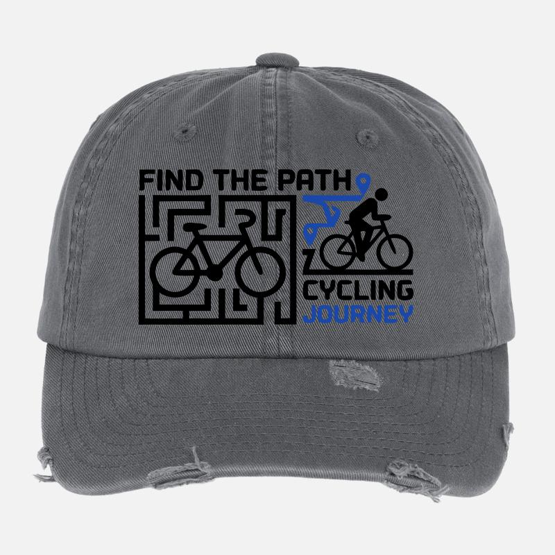 Bicycle Labyrinth Tour Lettering Flexfit Vintage Destroyed Cap