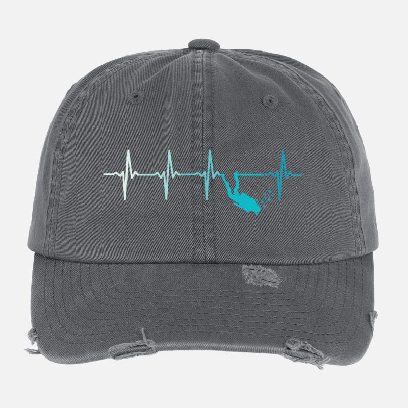 Diving Heartbeat Retro Diver Flexfit Vintage Destroyed Cap