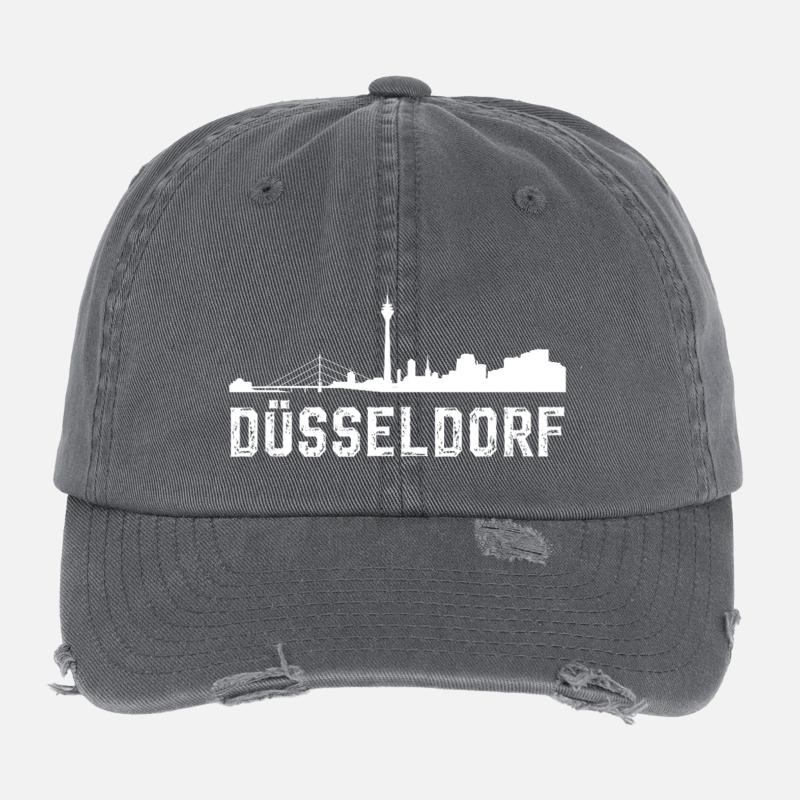 Skyline de Düsseldorf Casquette vintage effet usé Flexfit