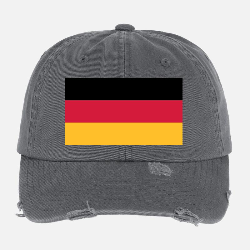 Germany Flag Black Red Gold Flexfit Vintage Destroyed Cap