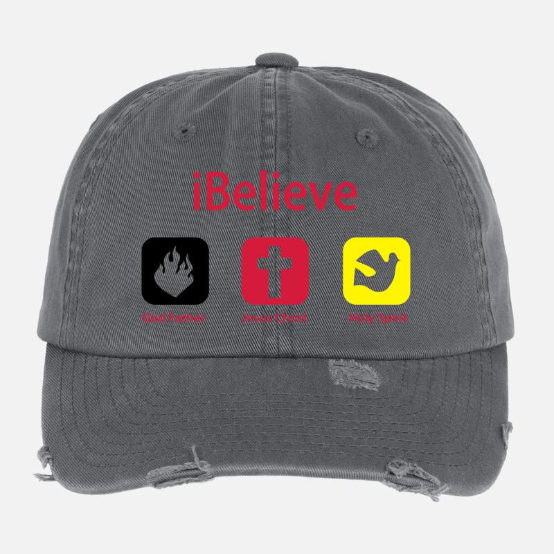 iBelieve - Jesus Shirt (UK) Flexfit Vintage Destroyed Cap