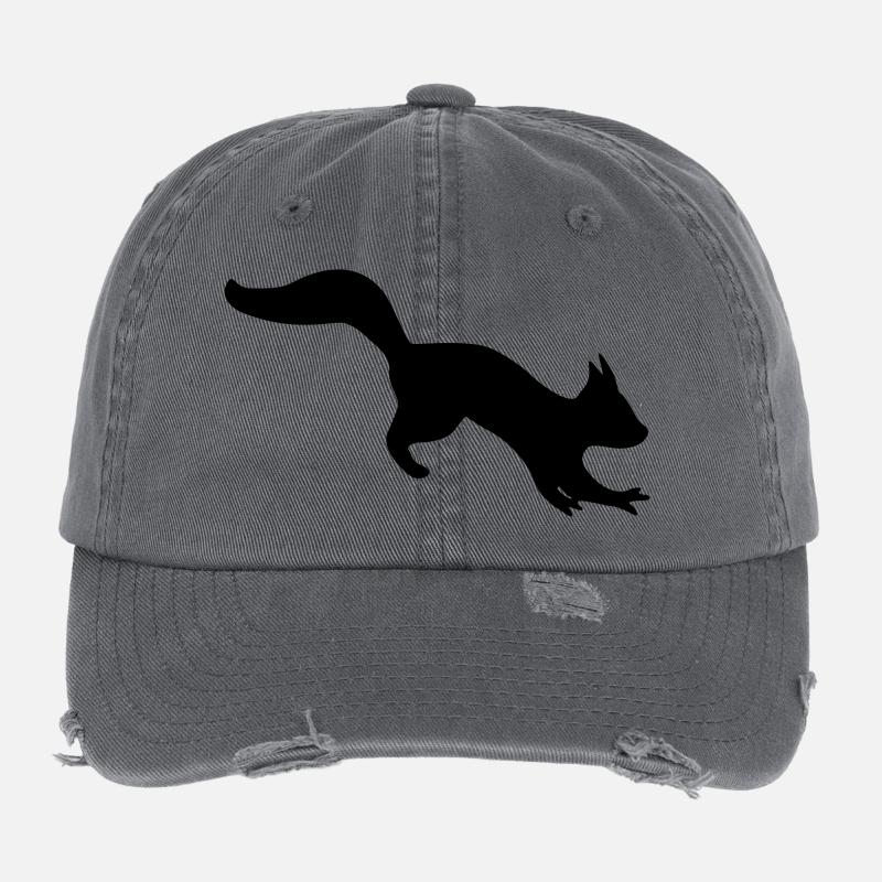 bouncing agile squirrel silhouette Flexfit Vintage Destroyed Cap