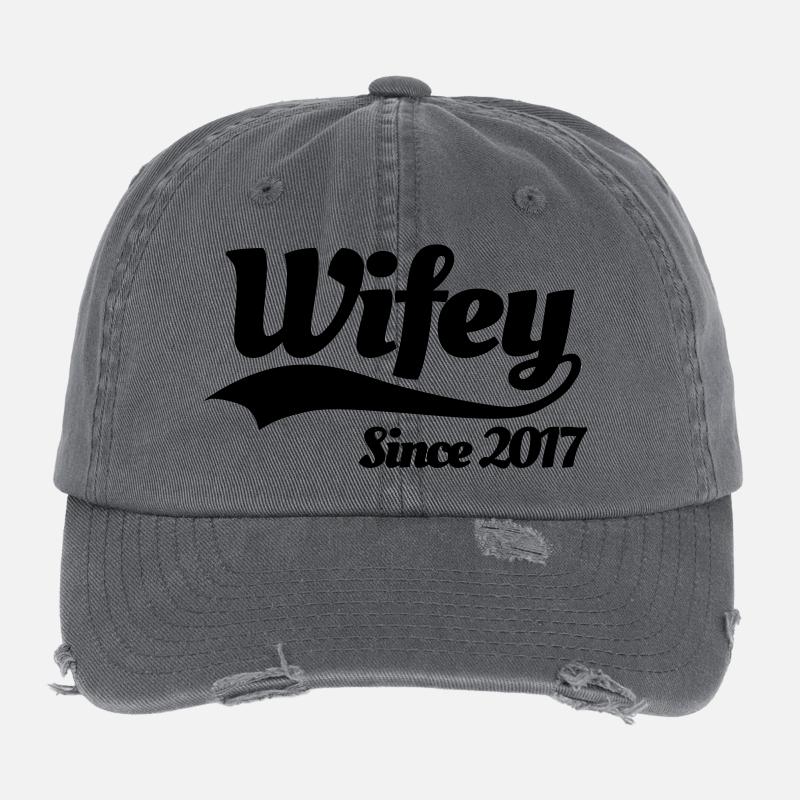 Wifey since 2017 (couples) Flexfit Vintage Destroyed Cap