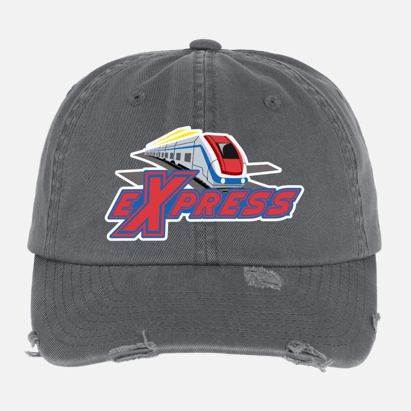 High-Speed Express Bullet Train Design Flexfit Vintage Destroyed Cap