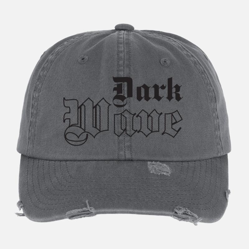 Dark Wave music Gothic Typography Flexfit Vintage Destroyed Cap
