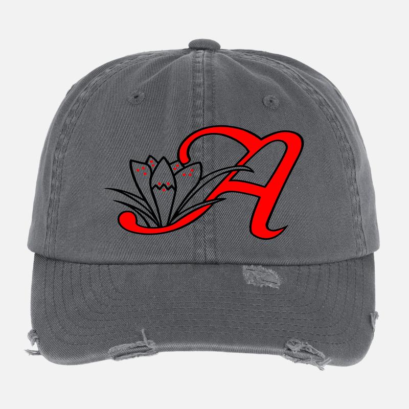 Lettre A Initiale Casquette vintage effet usé Flexfit