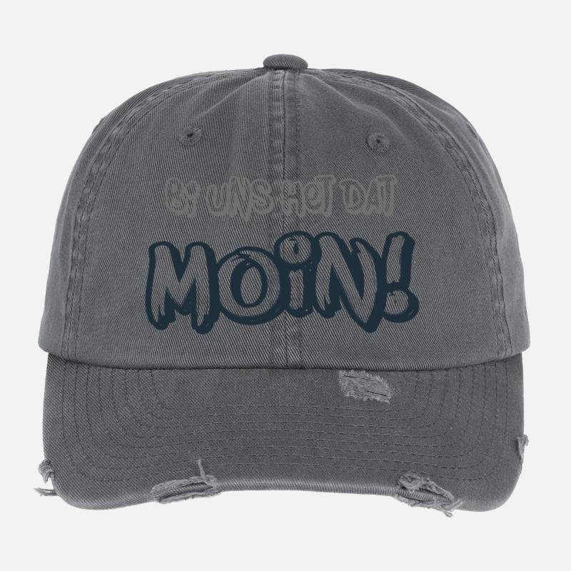 Moin – Bi uns het dat  Norddeutscher Spruch Flexfit Vintage Destroyed Cap