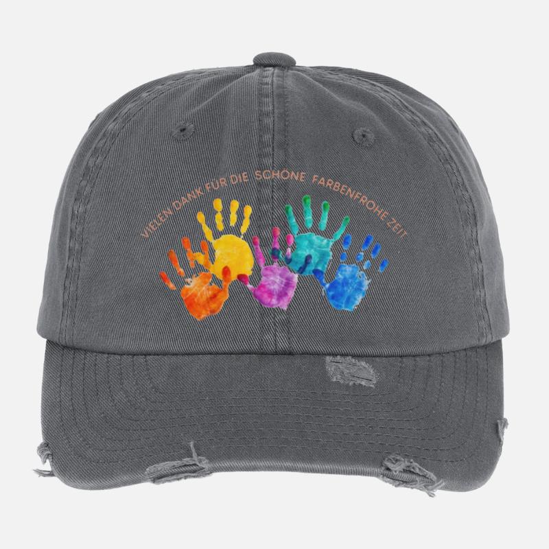 Farbenreiche Handabdrücke Dankzeit Flexfit Vintage Destroyed Cap