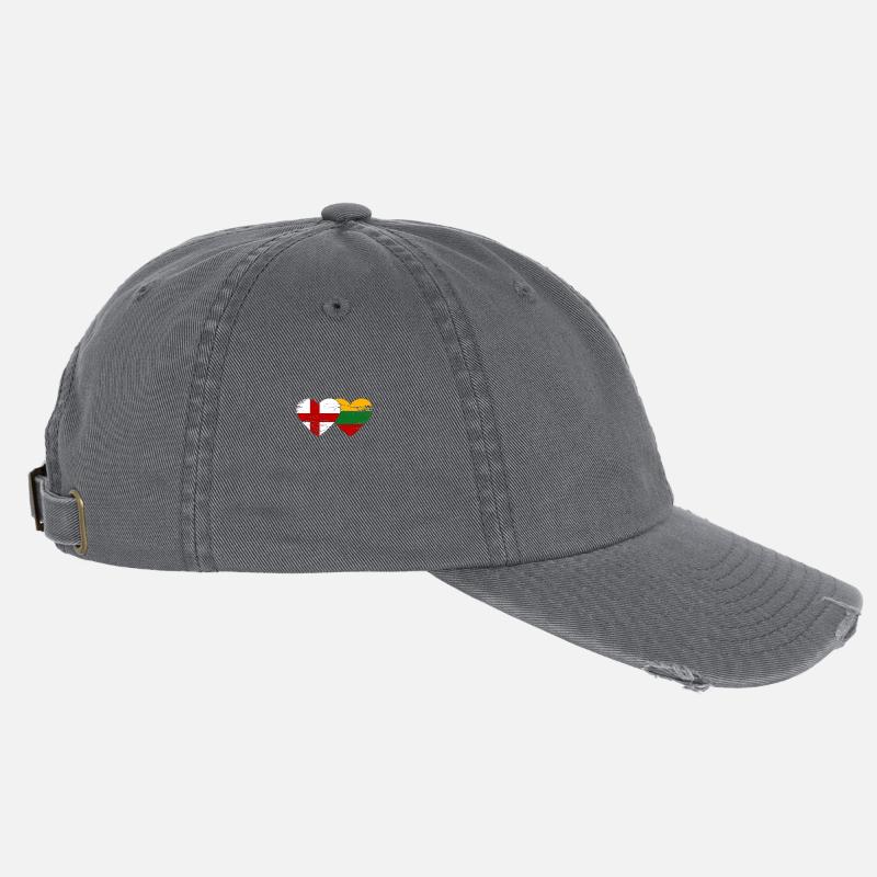 Angleterre Lituanie drapeau forme de coeur utilisé Casquette vintage effet usé Flexfit