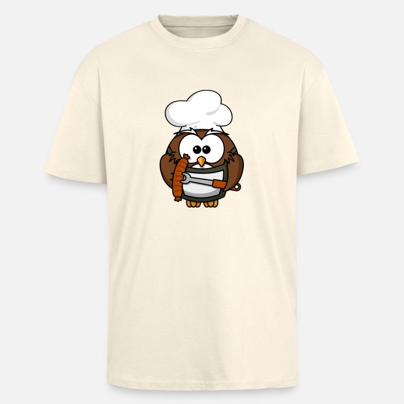 Grillmeister Eule / Papa Eule - Oversized Heavyweight Unisex T-Shirt - Creme