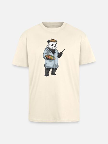 Panda Painter Brush Painting - Unisex Oversized Heavyweight T-shirt - creme
