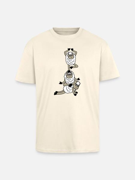 Tired_Sad_Sleepy_Sheep_Yoga_Meditating_5 - Unisex Oversized Heavyweight T-shirt - creme