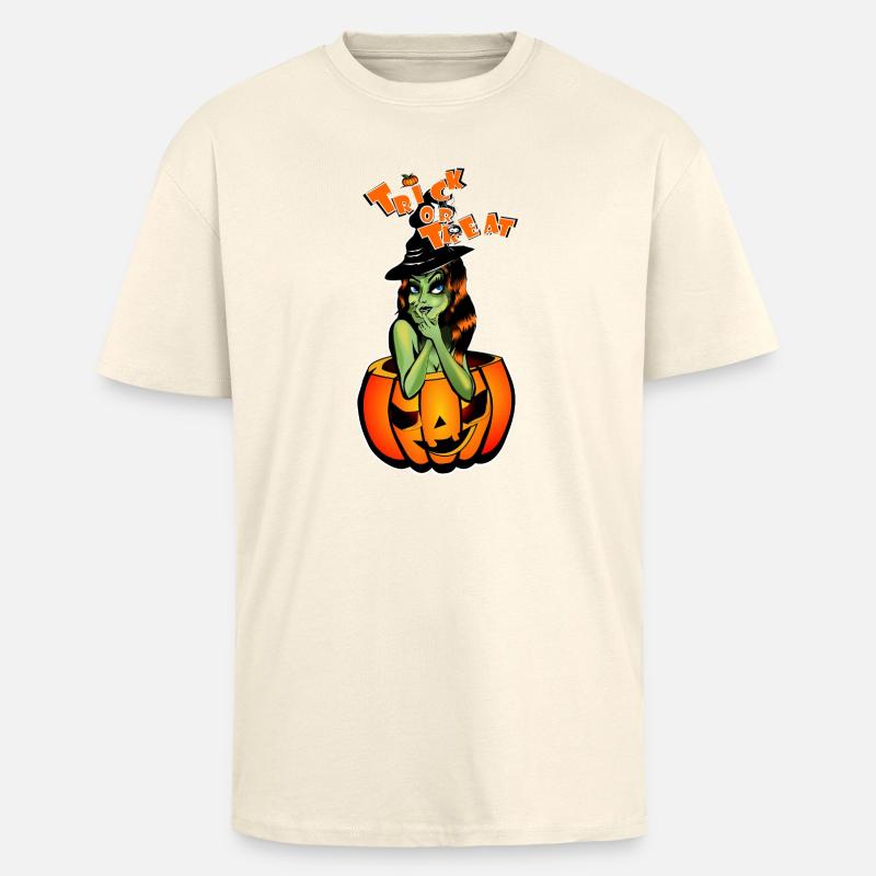 Süßes oder Saures Hexe im Kürbis - Oversized Heavyweight Unisex T-Shirt - Creme