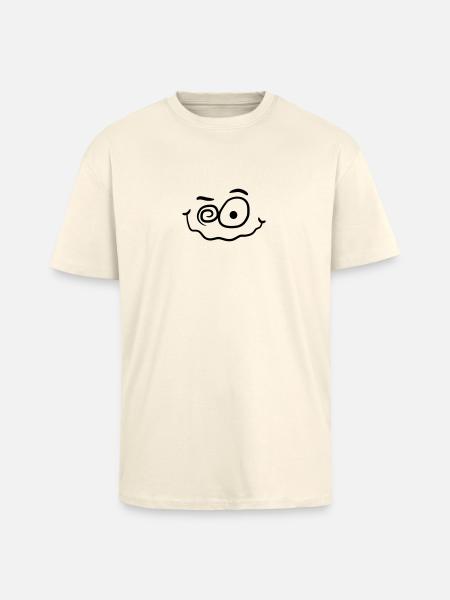 Crazy funny insane smiley face - Unisex Oversized Heavyweight T-shirt - creme