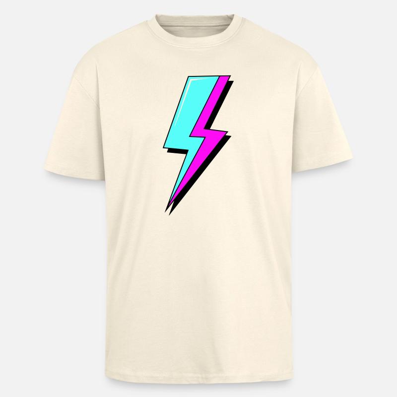 Psychedelic Neon Lightning - Unisex Oversized Heavyweight T-shirt - creme