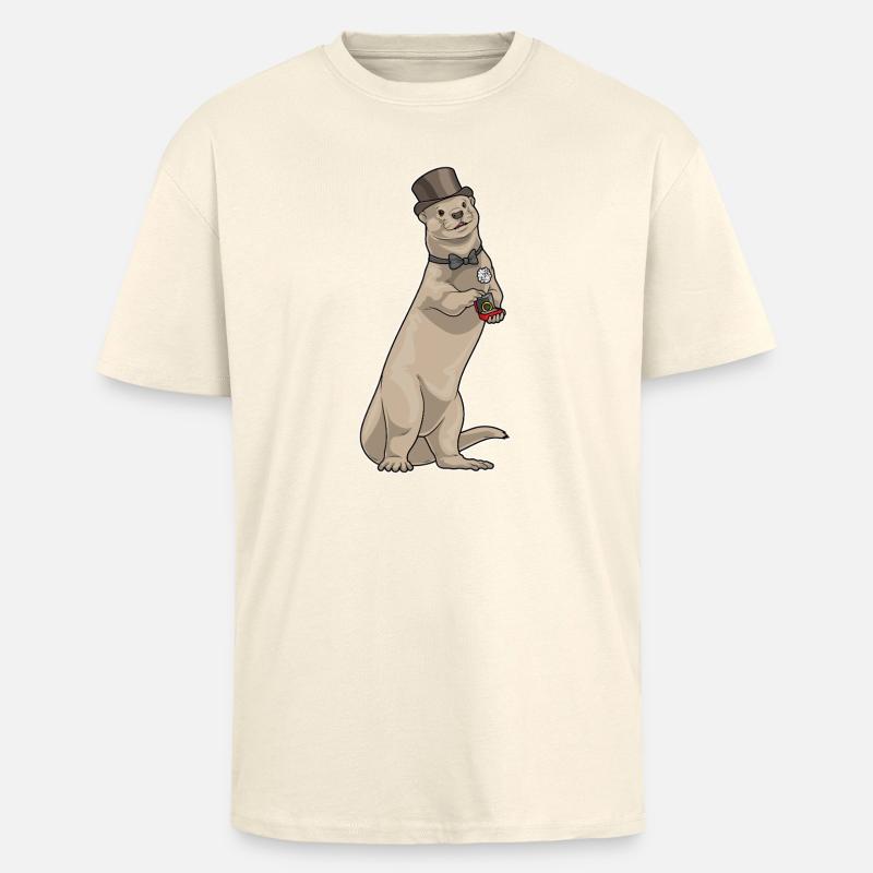 Otter Bräutigam Ehering Hochzeit - Oversized Heavyweight Unisex T-Shirt - Creme