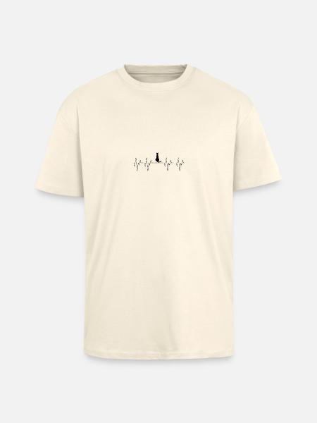 Cat Cat Heartbeat Heartbeat Animals Love Love - Unisex Oversized Heavyweight T-shirt - creme