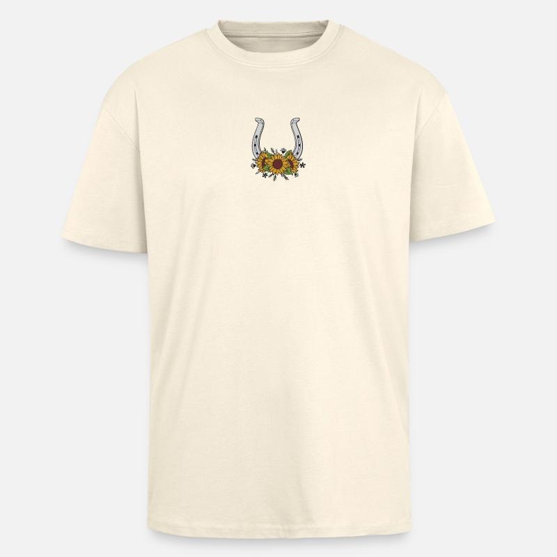 Sunflower Horseshoe Pattern - Unisex Oversized Heavyweight T-shirt - creme