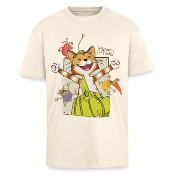 Pettersson Und Findus Kater Lacht Mit Mucklas - Oversized Heavyweight Unisex T-Shirt - Creme - Vorne - Alina (178cm) & Michal (187cm)