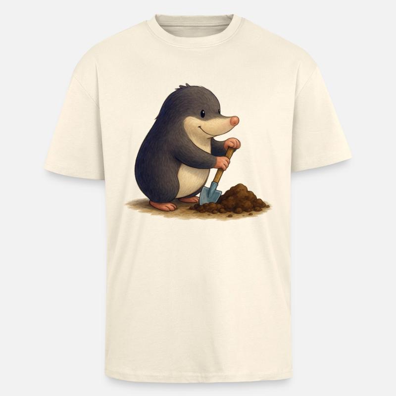 Industrious Mole with Shovel - Unisex Oversized Heavyweight T-shirt - creme