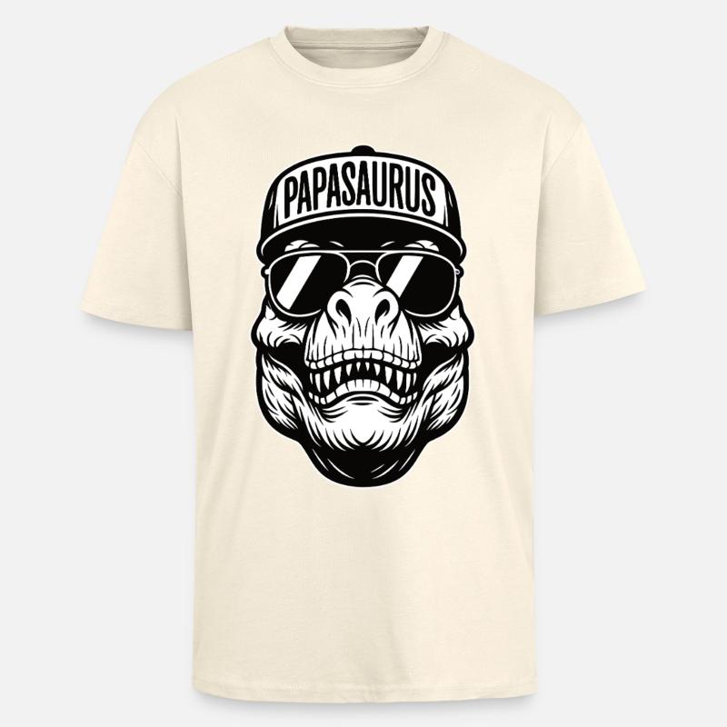 Papasaurus Skull - Oversized Heavyweight Unisex T-Shirt - Creme