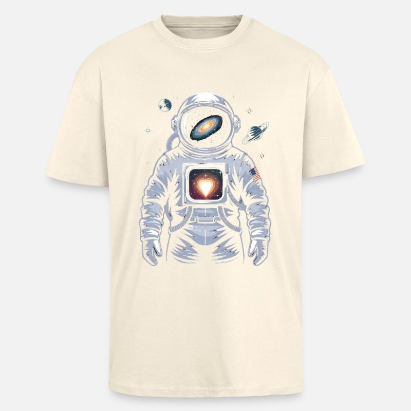 Conception d’astronaute de cœur de l’espace - T-shirt unisexe oversize épais - crème
