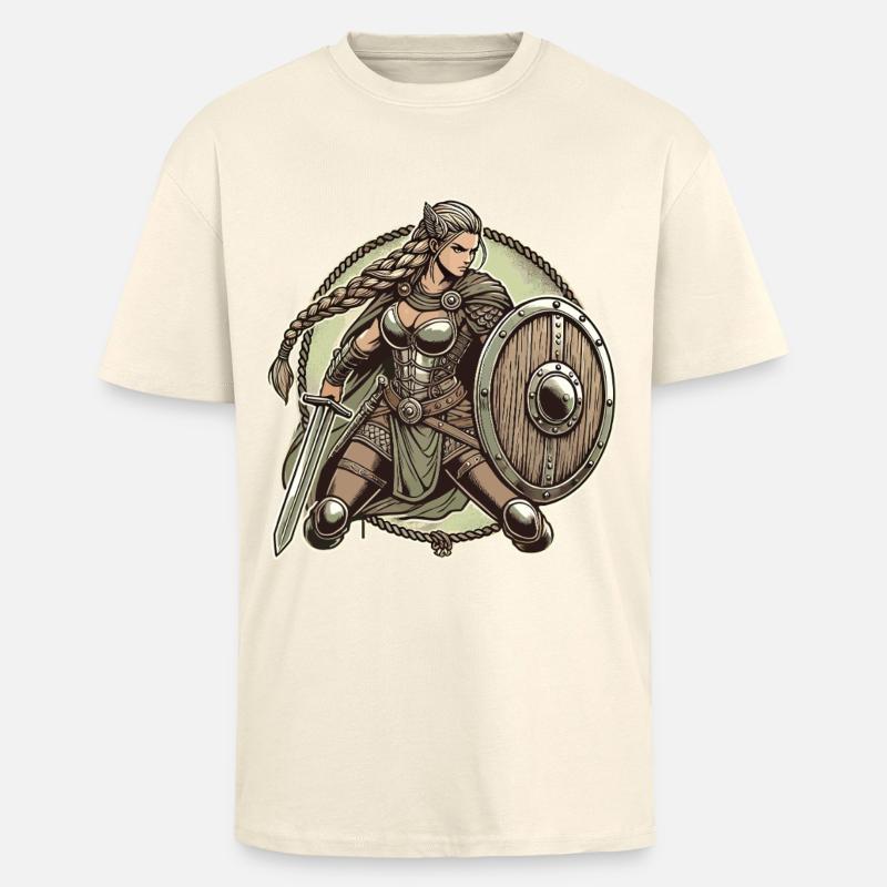 Guerrier avec bouclier et épée - T-shirt unisexe oversize épais - crème
