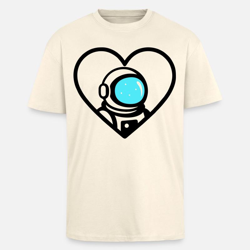 Astronaut Heart Space Cosmo Helm - Oversized Heavyweight Unisex T-Shirt - Creme