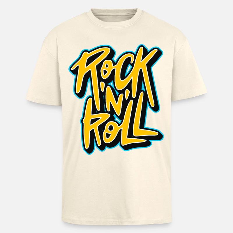 Graffiti Rock 'n' Roll Text-Logo - Oversized Heavyweight Unisex T-Shirt - Creme