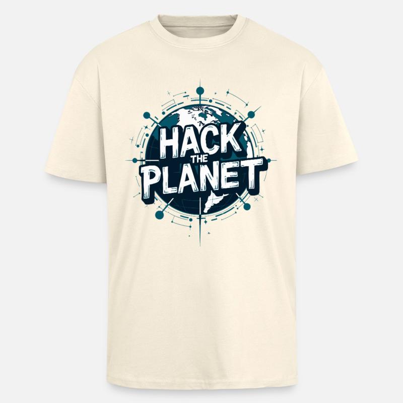 Globus Hack Motiv – Planetärer Techstil - Oversized Heavyweight Unisex T-Shirt - Creme