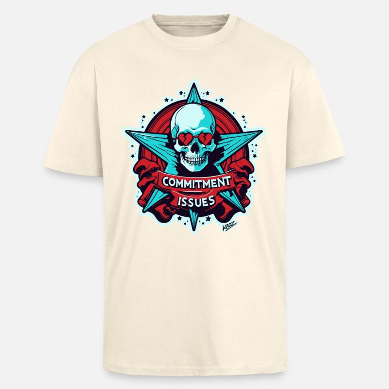 Commitment Issues Skull Badge - Unisex Oversized Heavyweight T-shirt - creme