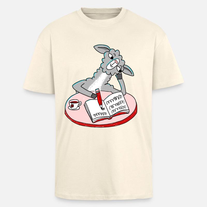 Lama writes diary - Unisex Oversized Heavyweight T-shirt - creme
