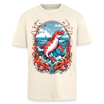 Sea creatures - Unisex Oversized Heavyweight T-shirt - creme - Front - Alina (178cm) & Michal (187cm)