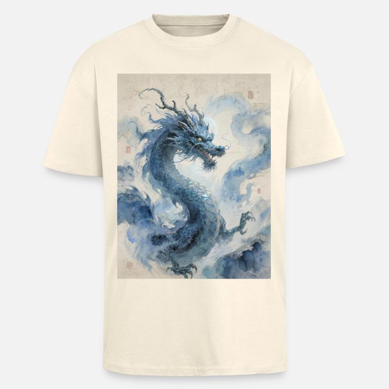 Die himmlische Apotheose: Blauer Drache – Unendlichkeit - Oversized Heavyweight Unisex T-Shirt - Creme