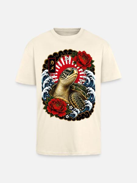 Schildkröte im japanischen Irezumi Stil - Oversized Heavyweight Unisex T-Shirt - Creme