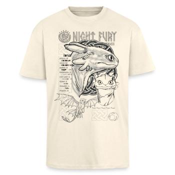 How to Train Your Dragon Toothless Night Fury - Unisex Oversized Heavyweight T-shirt - creme - Front - Alina (178cm) & Michal (187cm)