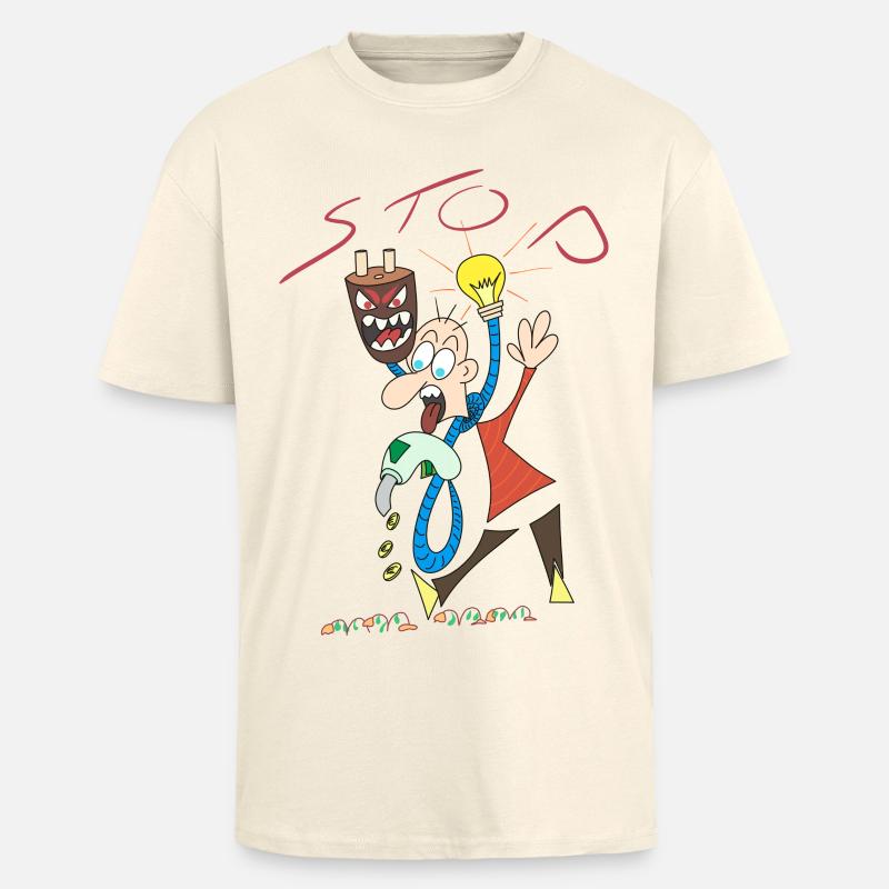 Stop à l'augmentation de l'énergie. - T-shirt unisexe oversize épais - crème