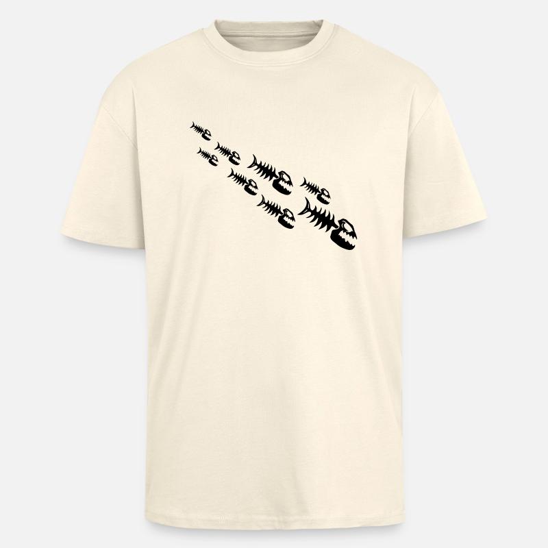 Fish Bone Monsters - Oversized Heavyweight Unisex T-Shirt - Creme
