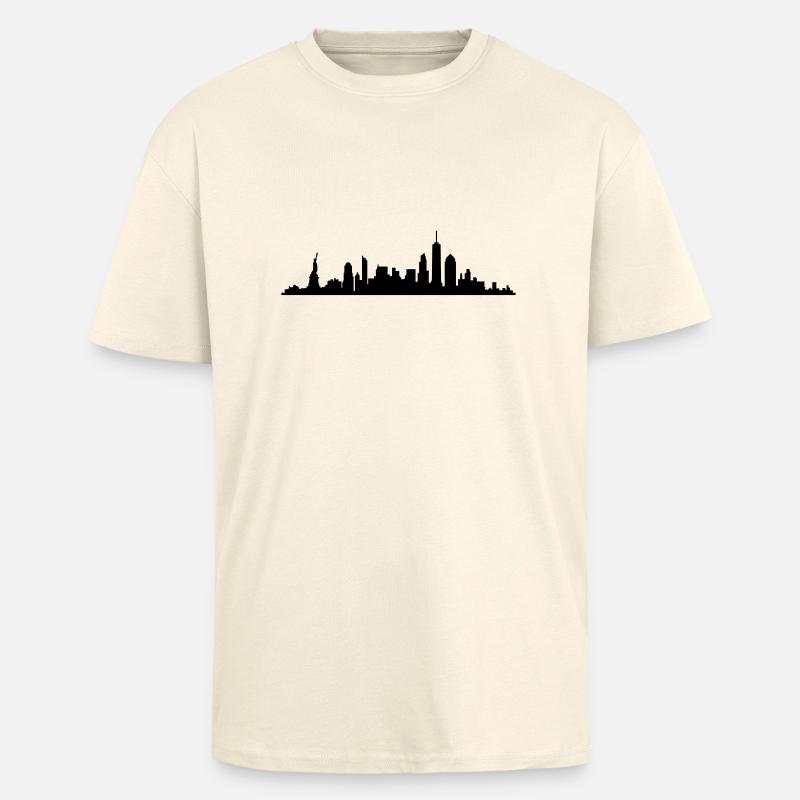 Skyline New York - Oversized Heavyweight Unisex T-Shirt - Creme