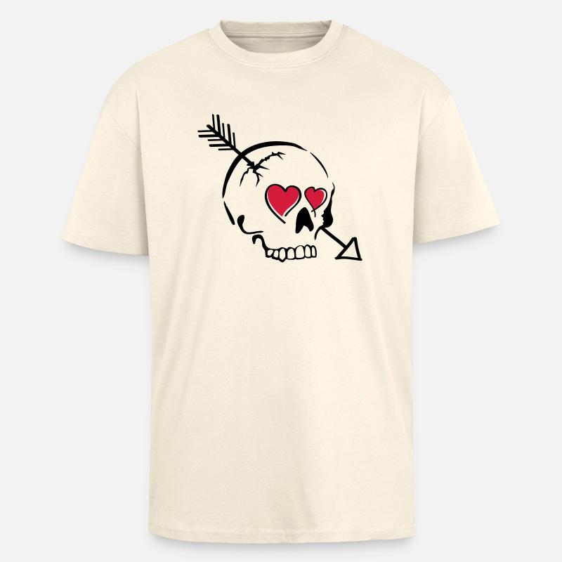 schädel pfeil herzen - Oversized Heavyweight Unisex T-Shirt - Creme