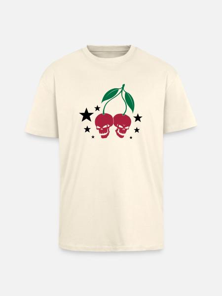 Cherry Skulls - Oversized Heavyweight Unisex T-Shirt - Creme