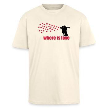 where is love - Oversized Heavyweight Unisex T-Shirt - Creme - Vorne - Alina (178cm) & Michal (187cm)