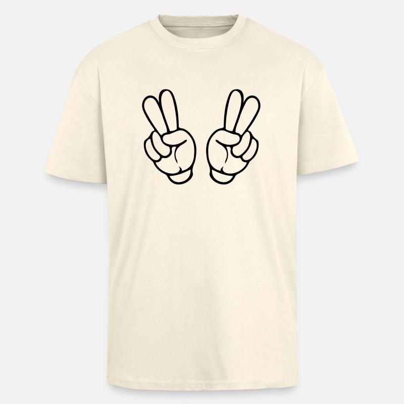 hands peace comic - Oversized Heavyweight Unisex T-Shirt - Creme