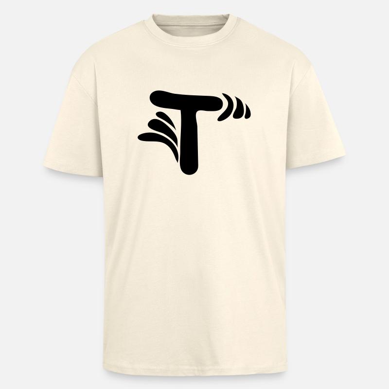 Buchstabe T & Muster - Oversized Heavyweight Unisex T-Shirt - Creme