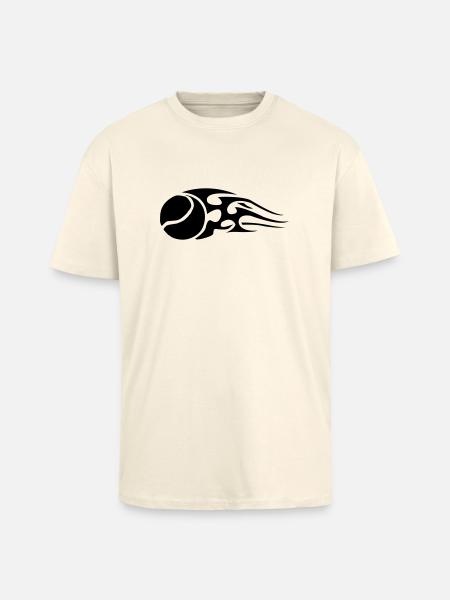 tennisball_flames_black - Unisex Oversized Heavyweight T-shirt - creme