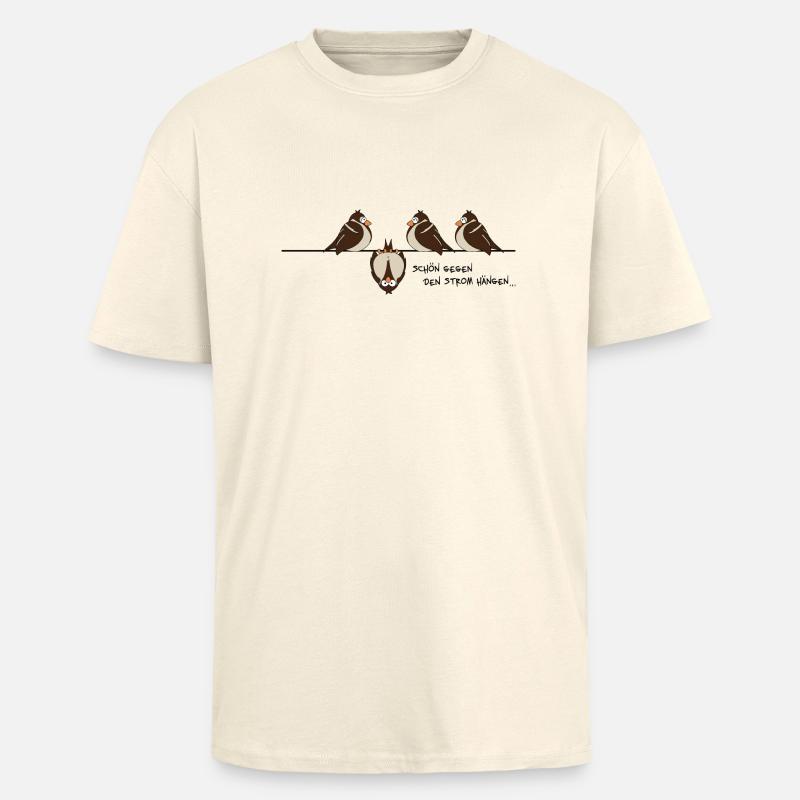 Spatz 'gegen den Strom' - Oversized Heavyweight Unisex T-Shirt - Creme