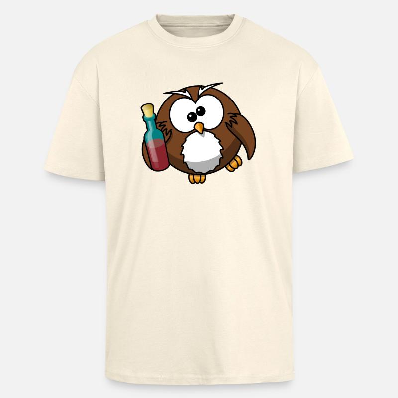 betrunkene Eule mit Wein - Oversized Heavyweight Unisex T-Shirt - Creme