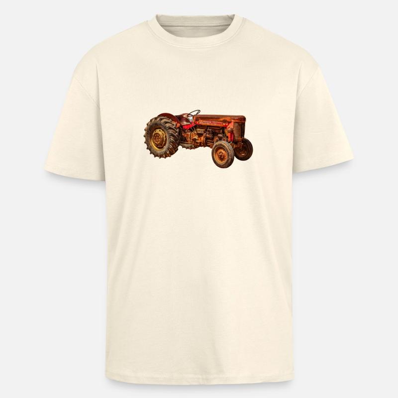 roter Traktor Oldtimer - Oversized Heavyweight Unisex T-Shirt - Creme