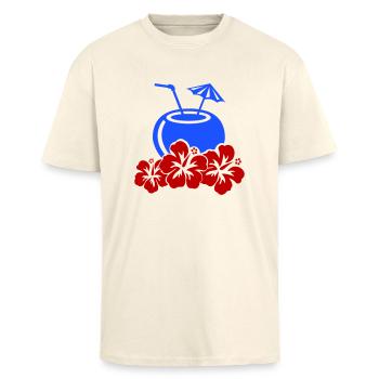 Cocktail Hibiscus - T-shirt unisexe oversize épais - crème - Devant - Alina (178cm) & Michal (187cm)